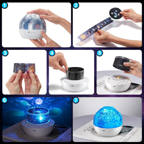 Solar System for Kids Projector Night Light, 360°Rotating+5 Films Planet Space Projector for Bedroom, Bright Night Light for Boys Room, Space Toys for Kids 3-5, Solar System Planet Toys for Boy Gifts