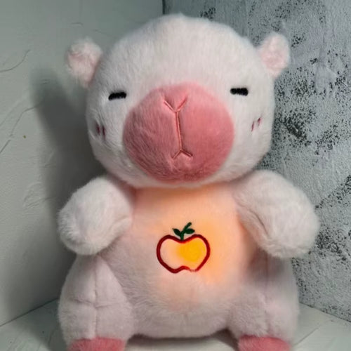 Breathing Bear Baby Capybara Otter Plush Doll Toys for Kids Soothing Music Baby Sleeping Companion Sound and Light Doll Toy Gift